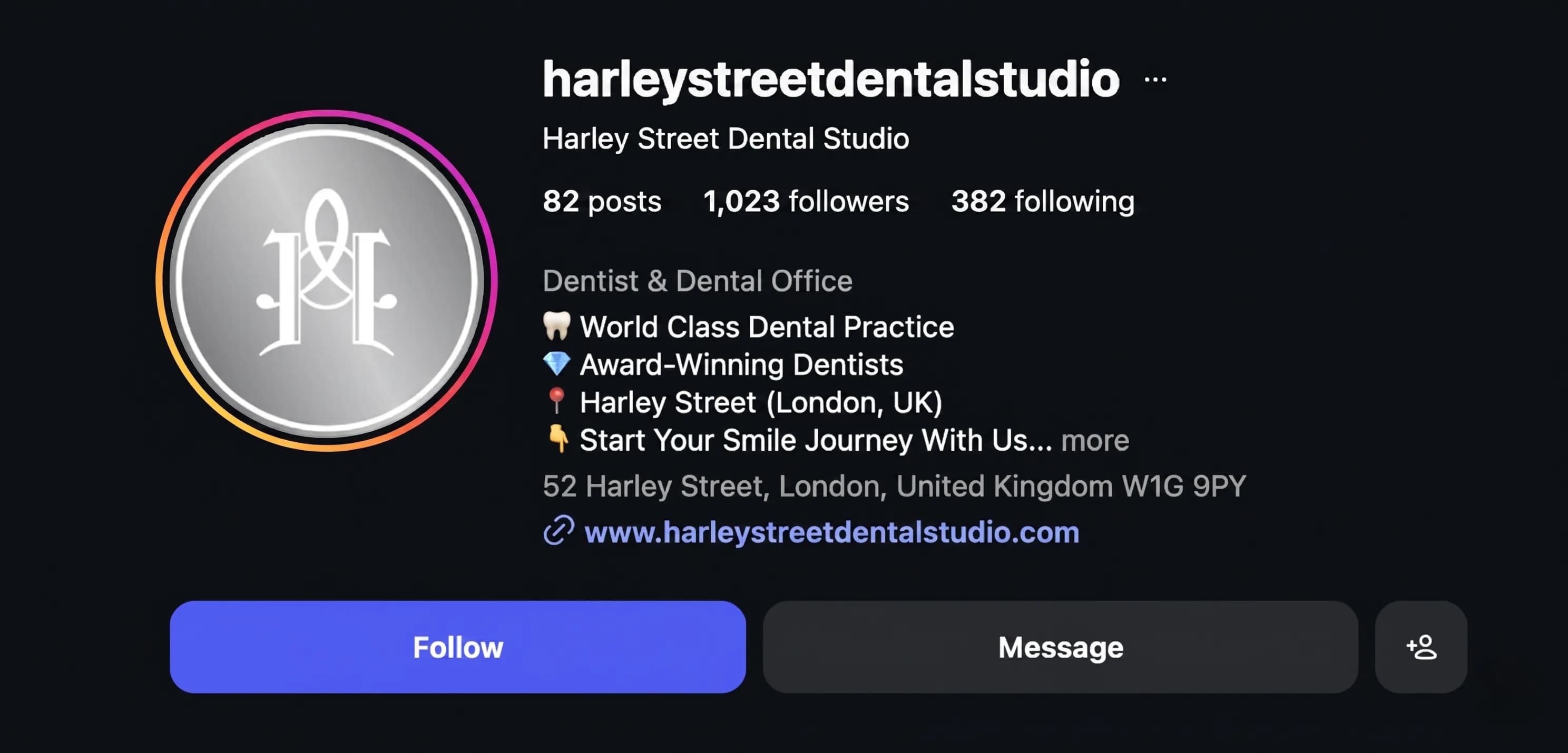 Harley Street Dental Studio Instagram — Before TTGC