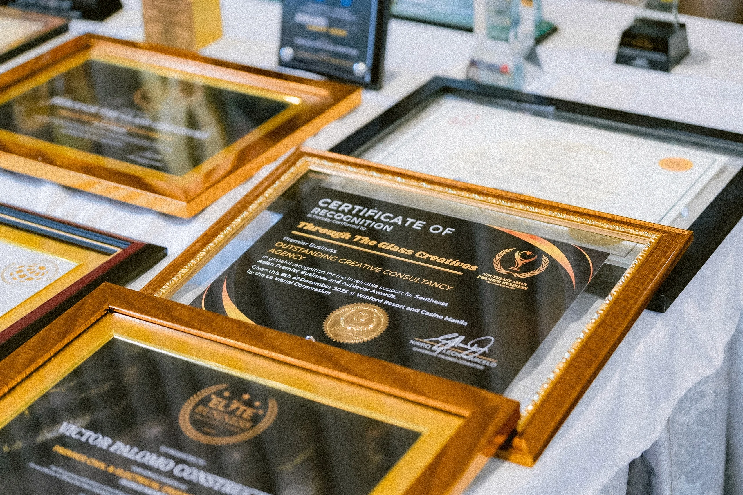 TTGC Global plaque awards on display